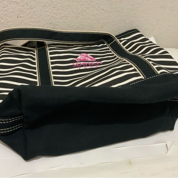 Land’s End tote simper fi stripes black white - Picture 5 of 11